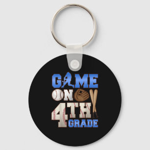 Game On 4th Grade Baseball Player Humor First Day  Key Ring