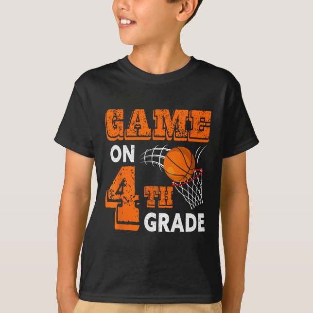 Game On 4th Grade Basketball Back To School Fun Gi T-Shirt (Front)