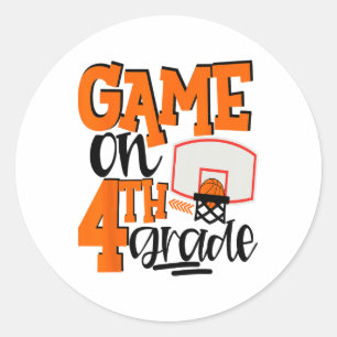 Game On 4th Grade Fun Sketll School T Shirt Classic Round Sticker