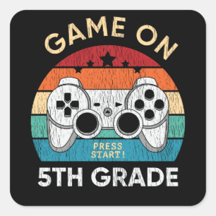 Game On 5th Grade Gamer Back School Student Gift Square Sticker