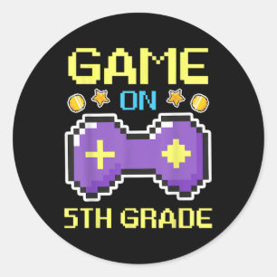 Game On 5th Grade Gaming Gamer Back To School  Classic Round Sticker