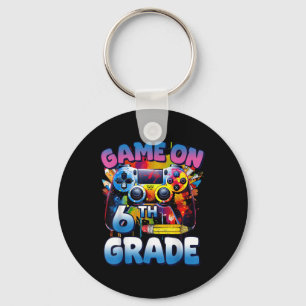 Game On 6th Grade First Day Gamer Shirt Boys Key Ring