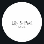 Game on add couple name wedding party place city g classic round sticker<br><div class="desc">design</div>