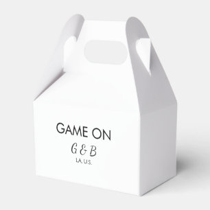 Game on add couple name wedding party place city g favour box