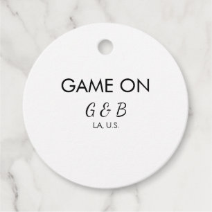 Game on add couple name wedding party place city g favour tags