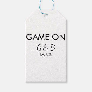 Game on add couple name wedding party place city g gift tags