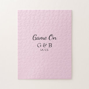 Game on add couple name wedding party place city g jigsaw puzzle
