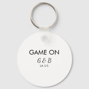 Game on add couple name wedding party place city g key ring