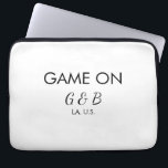 Game on add couple name wedding party place city g laptop sleeve<br><div class="desc">design</div>