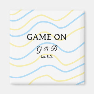 Game on add couple name wedding party place city g magnet
