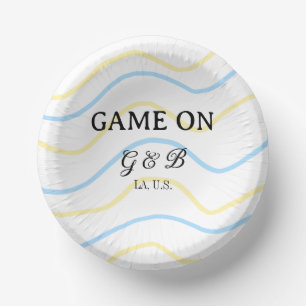 Game on add couple name wedding party place city g paper plate