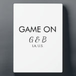 Game on add couple name wedding party place city g plaque<br><div class="desc">design</div>