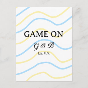 Game on add couple name wedding party place city g postcard