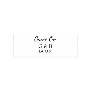 Game on add couple name wedding party place city g self-inking stamp