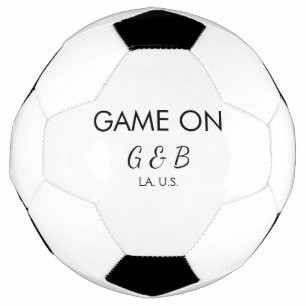 Game on add couple name wedding party place city g soccer ball