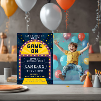 Game On Arcade Birthday Party Photo  Invitation