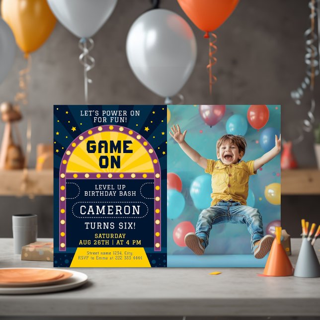 Game On Arcade Birthday Party Photo  Invitation (Creator Uploaded)