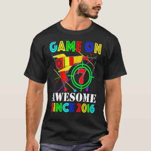 Game On Awesome Since 2016 7 Yr Old 7th Birthday L T-Shirt