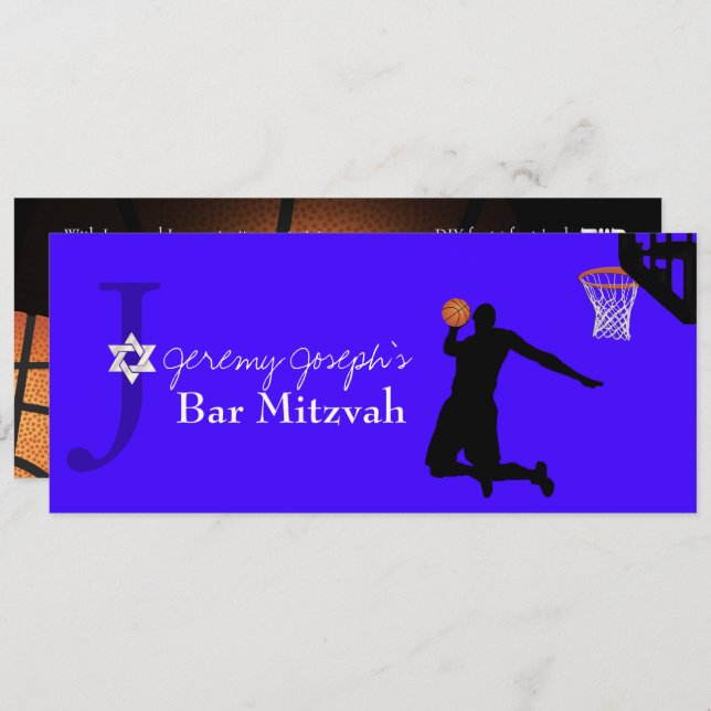 Game On! Basketball ✡ Bar Mitzvah Invitation (Front/Back)