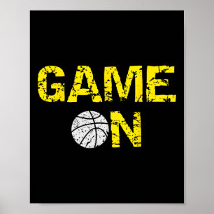 Game On Basketball; Blue Black Yellow Gold Team Co Poster