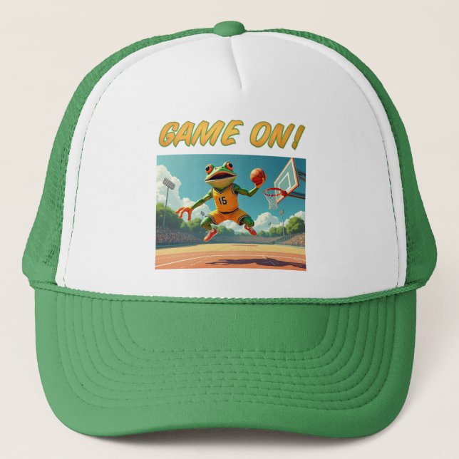 Game On! Basketball Frog trucker hat (Front)