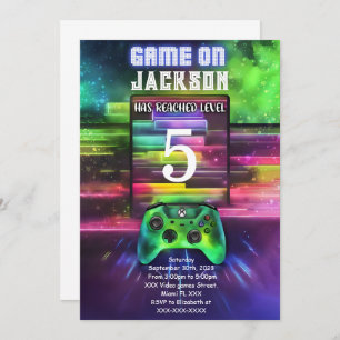Game On, Boy Video Game Birthday Invitation