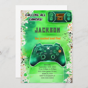 Game On, Boy Video Game Birthday Invitation