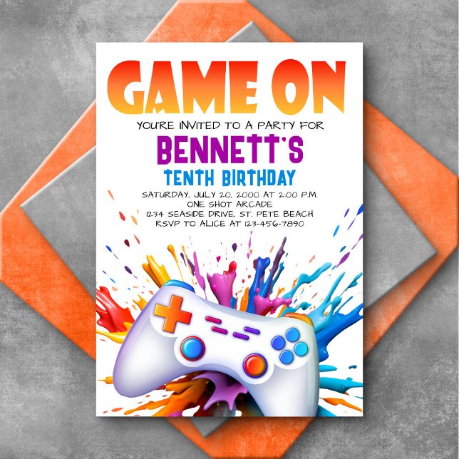 Game On Colourful Birthday Invitation (Creator Uploaded)