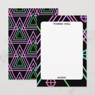  Game On Colourful Neon Laser Tag Birthday Thank You Card