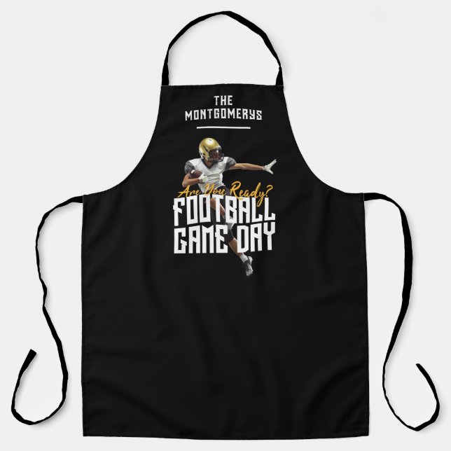 Game On Football Player Black Apron (Front)