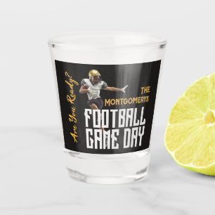 Game On Football Player on Black Shot Glass
