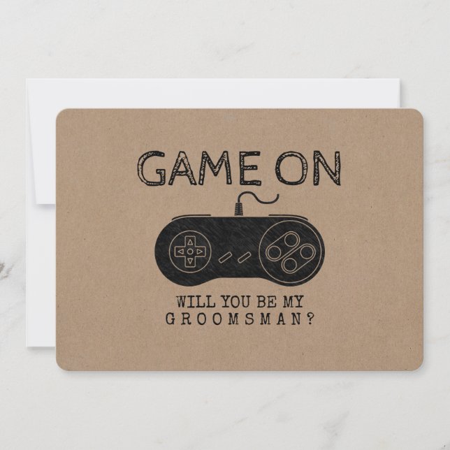 Game On - Funny Gamer Groomsman or Best Man Invitation (Front)