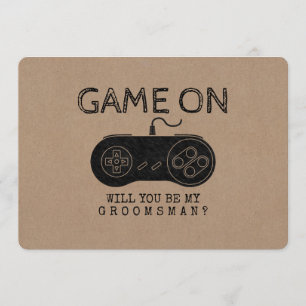 Game On - Funny Gamer Groomsman or Best Man Invitation