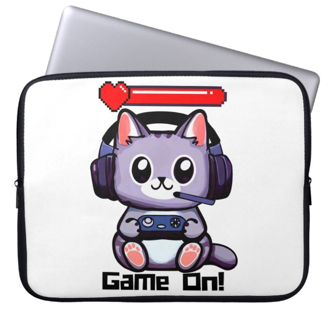 Game On Gamer Cat With Health Bar  Electronics Bag (Front)