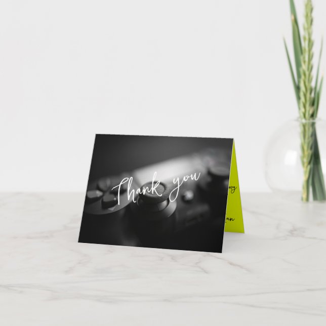 Game on Gamer Level Up Birthday Thank You Card (Front)