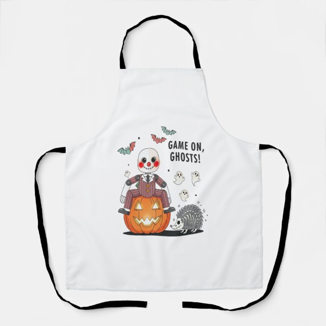 Game on Ghosts Halloween Apron (Front)