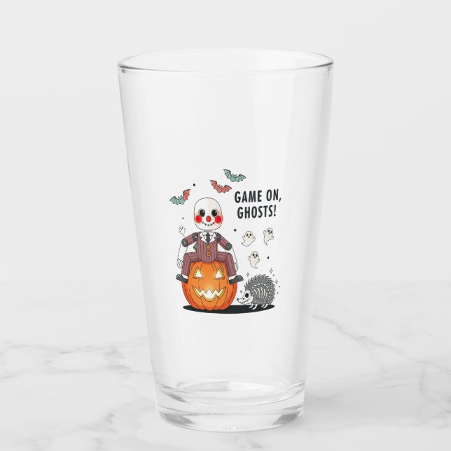 Game on Ghosts Halloween Glass (Front)