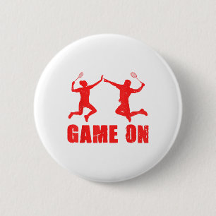 Game On Graphic Badminton Player Shuttle Sports Sm 6 Cm Round Badge