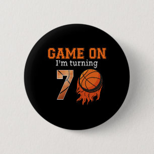 Game-On I'm Turning 7 Basketball 7th Birthday Boy 6 Cm Round Badge