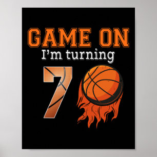 Game-on I'm Turning 7 Bysketbyll 7th Birthday Boy Poster