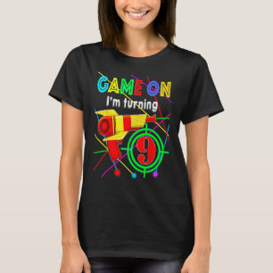 Game On I'm Turning 9 Years Boy Laser Tag Birthday T-Shirt