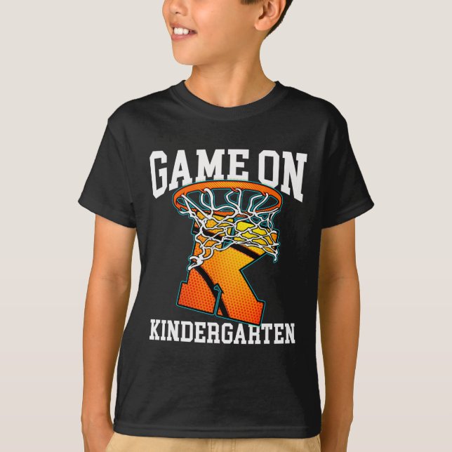 Game On Kindergarten Basketball Back To School Stu T-Shirt (Front)