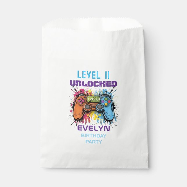  Game On Level Up Video Game Birthday Favour Bag (Front)