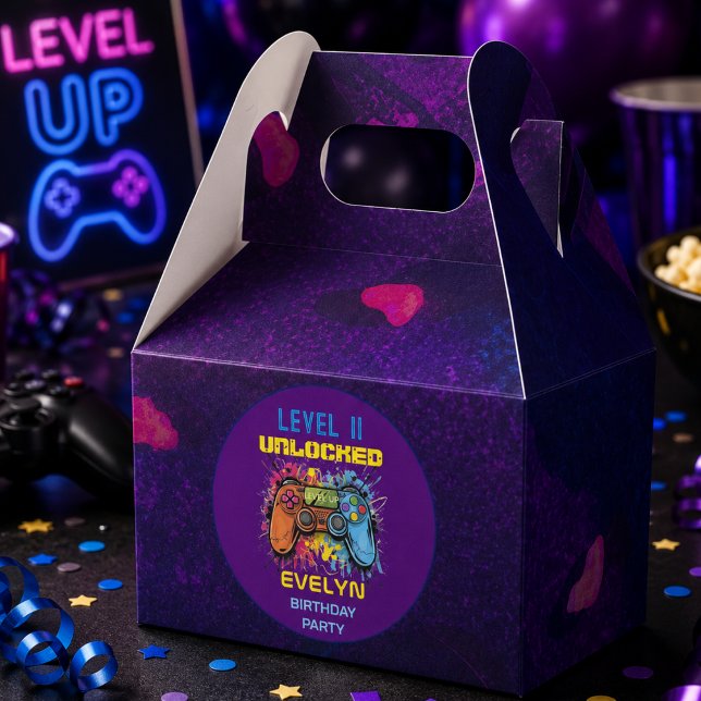  Game On Level Up Video Game Birthday Favour Box (Game On Level Up Video Game Birthday Favor Boxes)