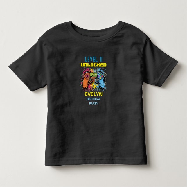  Game On Level Up Video Game Birthday Toddler T-Shirt (Front)
