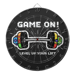 Game On Level Up Your Lift Funny Gamer Gym Barbell Dartboard