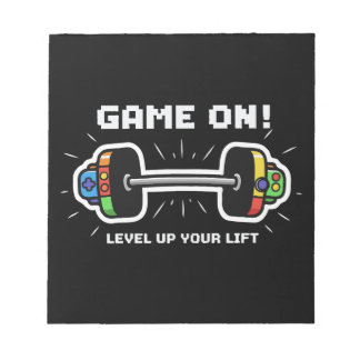 Game On Level Up Your Lift Funny Gamer Gym Barbell Notepad