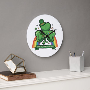 Game On Luck of the Irish St. Patrick's Day Game Large Clock