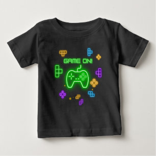 Game on neon green, blue, & yellow gamer T-Shirt