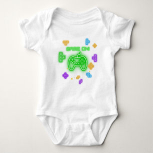 Game on neon green, gamer baby bodysuit